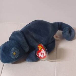 1997 TY Beanie Baby -RAINBOW the CHAMELEON with IGGY the IGUANA's Fabric Error+